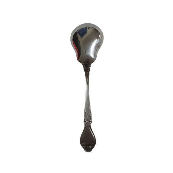 Vintage Lyons Queens Fancy Sugar Spoon Stainless Steel 6" Satin Black Accent 70s - Picture 13 of 13